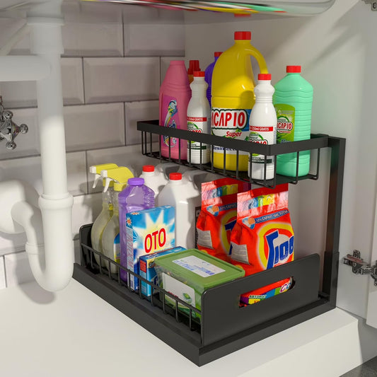 Maximize Your Space – Adjustable Under Sink Organizer Rack