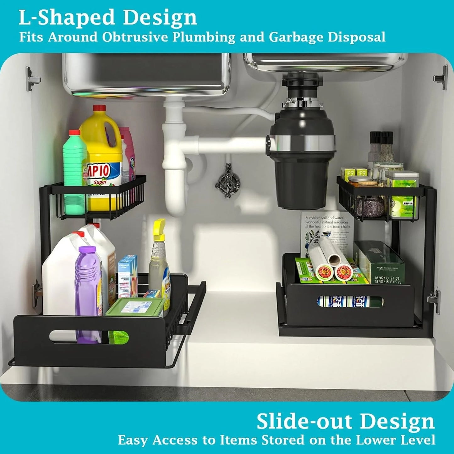 Maximize Your Space – Adjustable Under Sink Organizer Rack