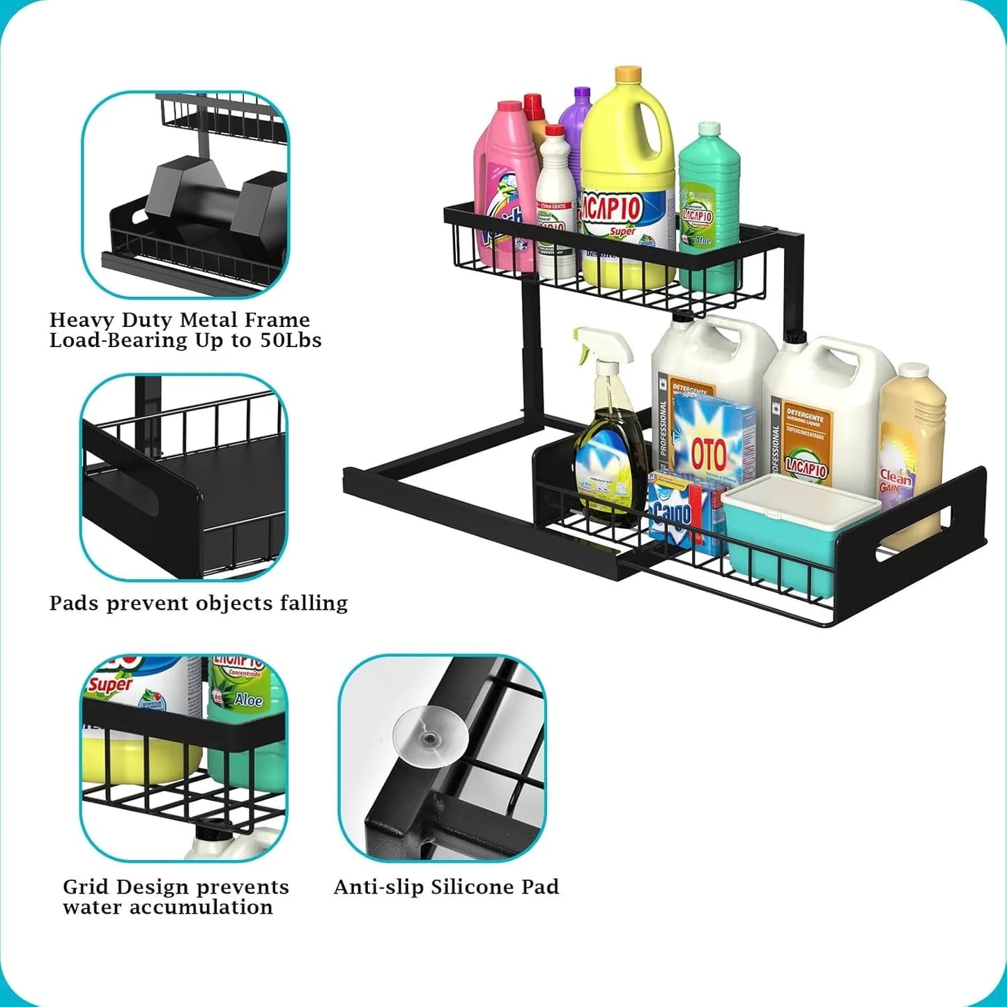 Maximize Your Space – Adjustable Under Sink Organizer Rack