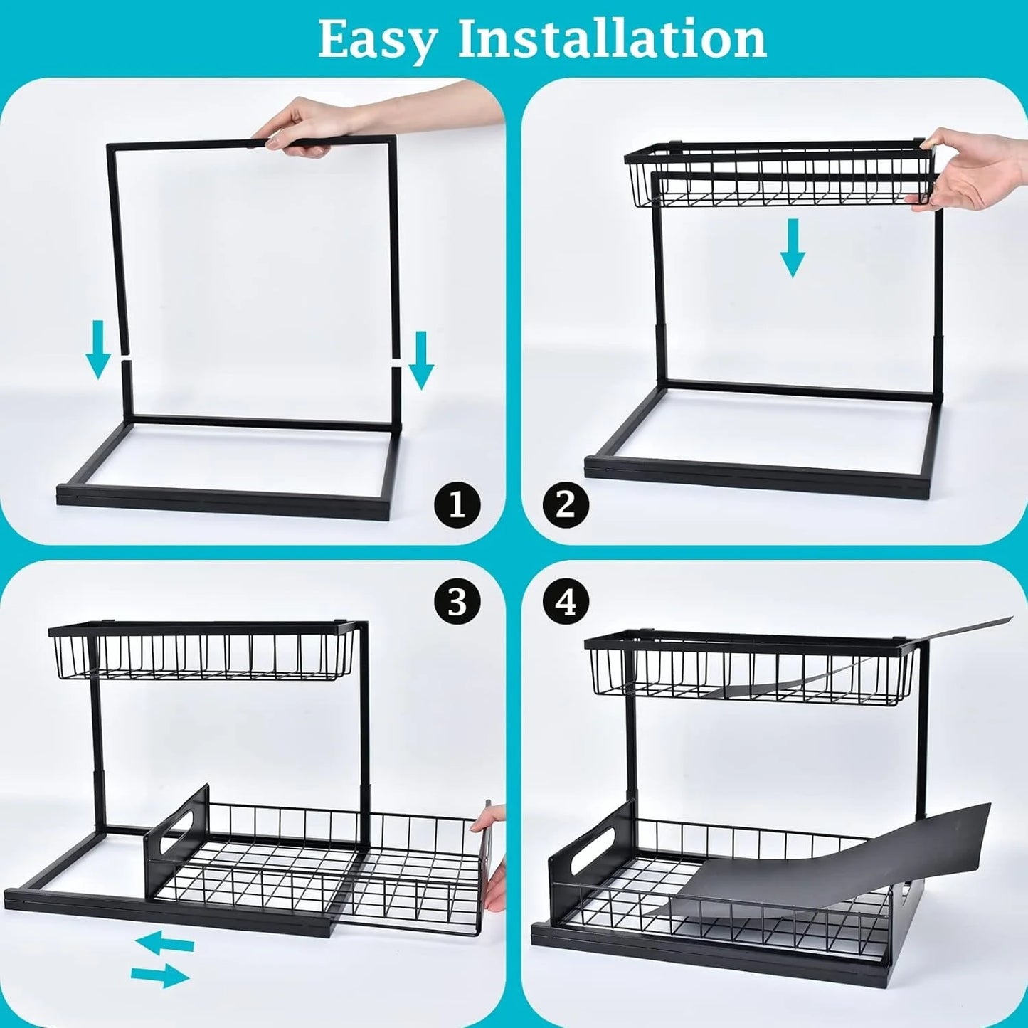 Maximize Your Space – Adjustable Under Sink Organizer Rack