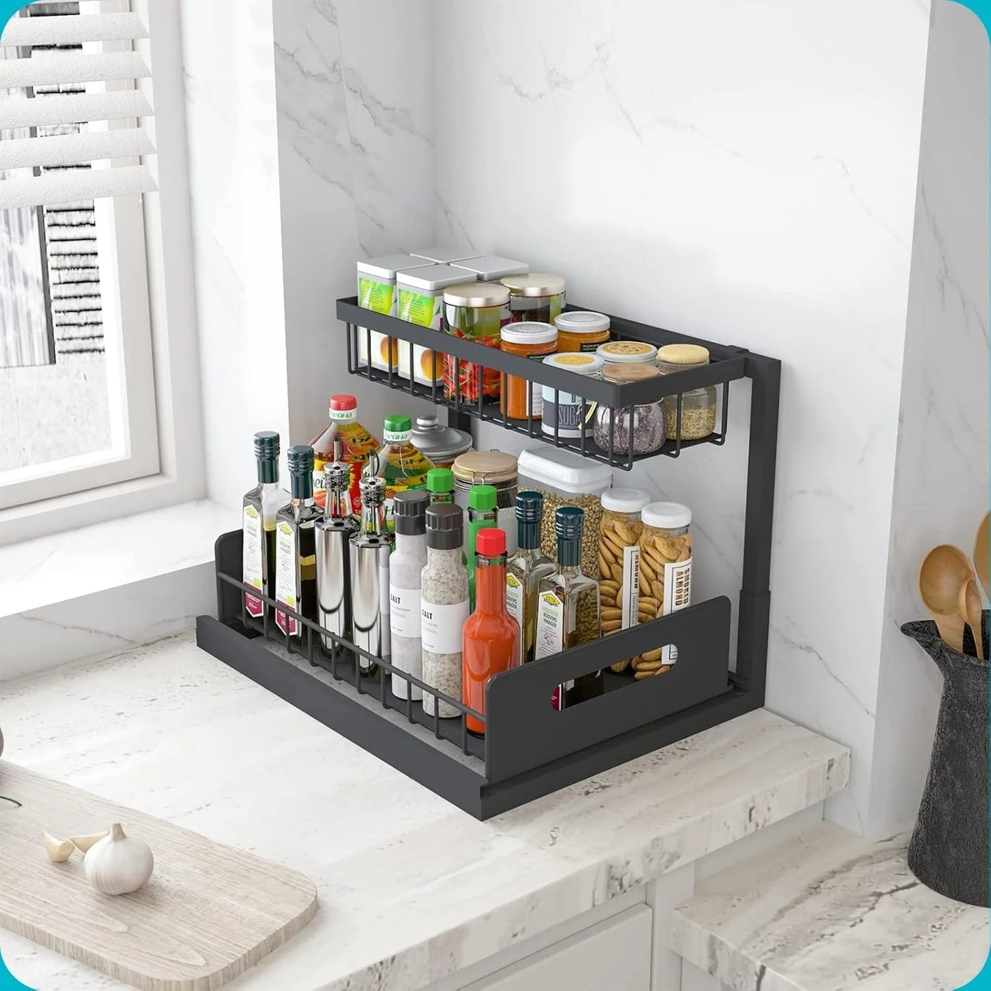 Maximize Your Space – Adjustable Under Sink Organizer Rack