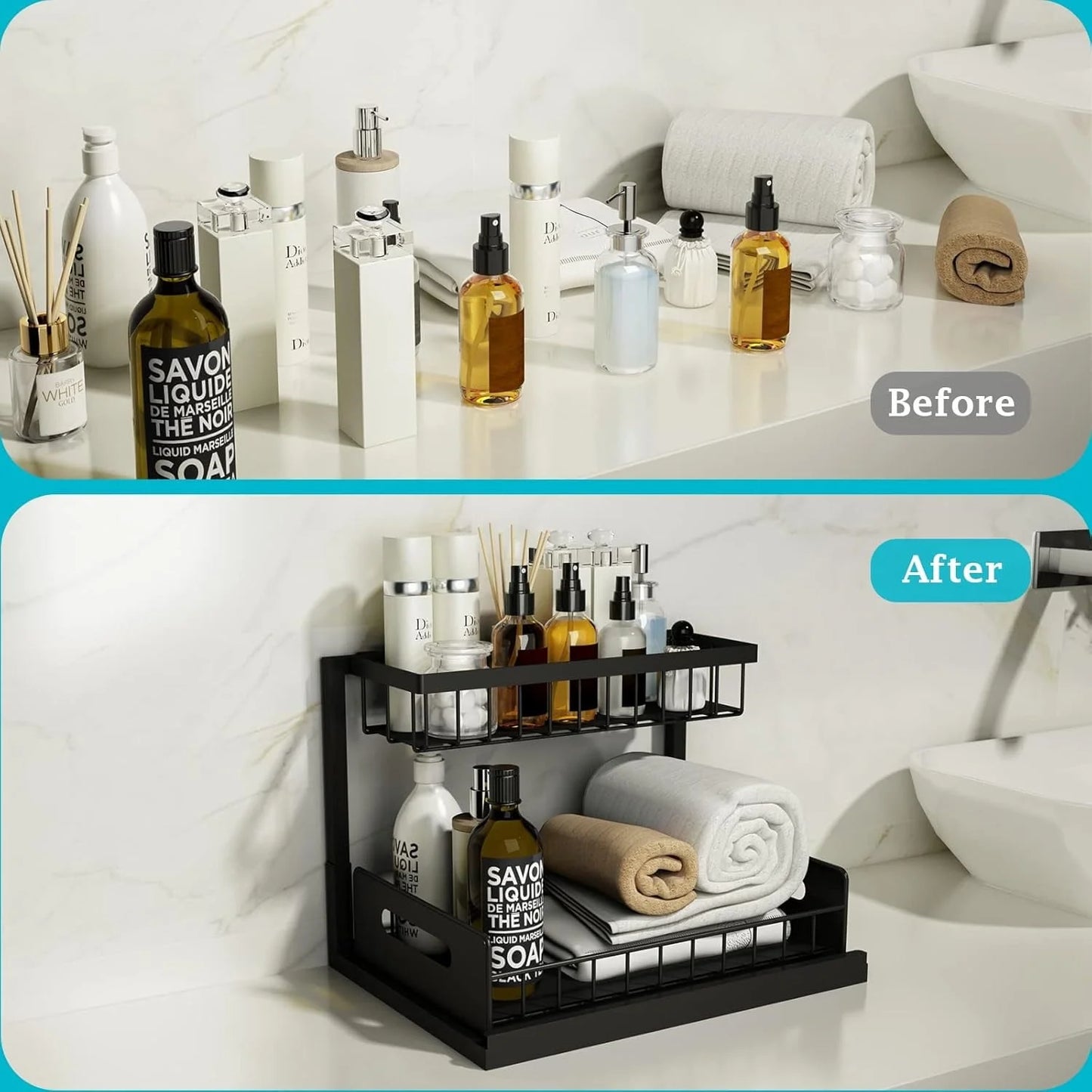 Maximize Your Space – Adjustable Under Sink Organizer Rack