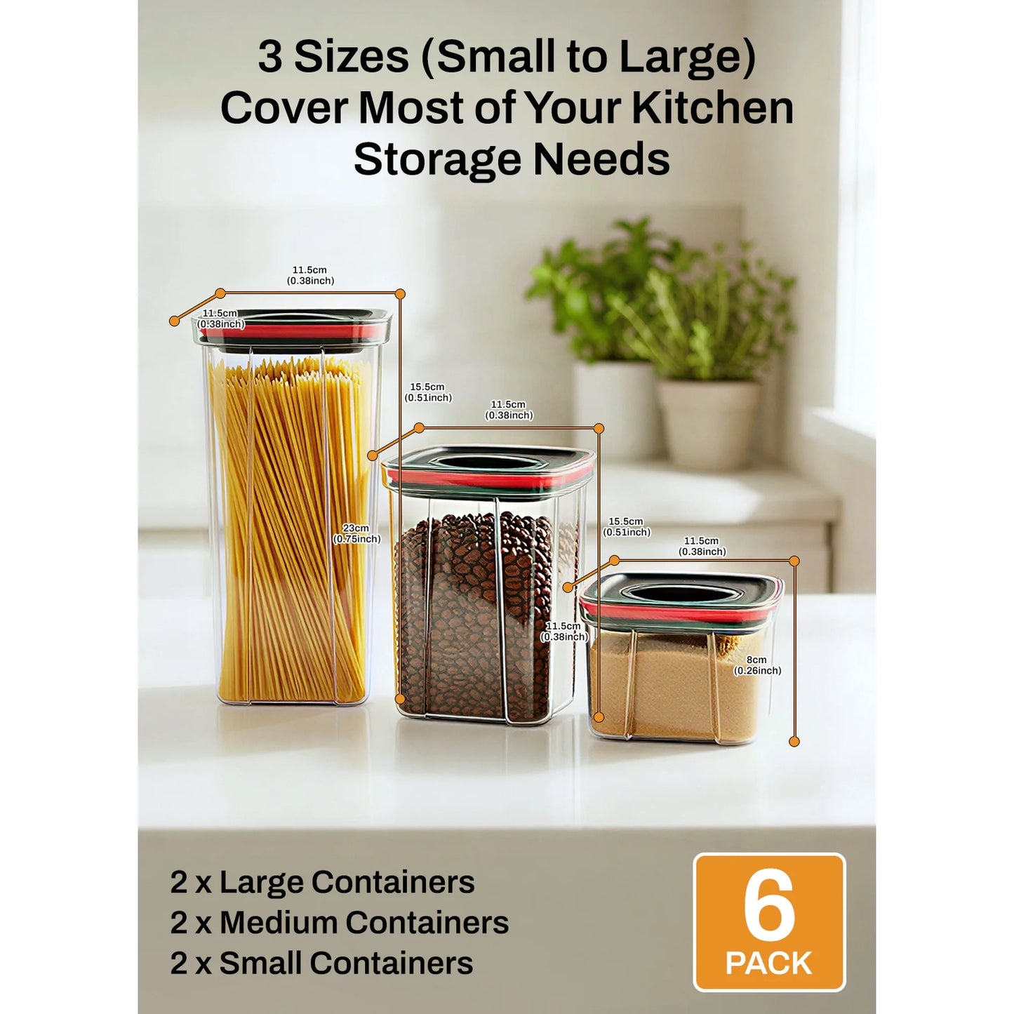 Airtight Food Storage Containers Set – BPA-Free Kitchen Pantry Organization (Set of 6)