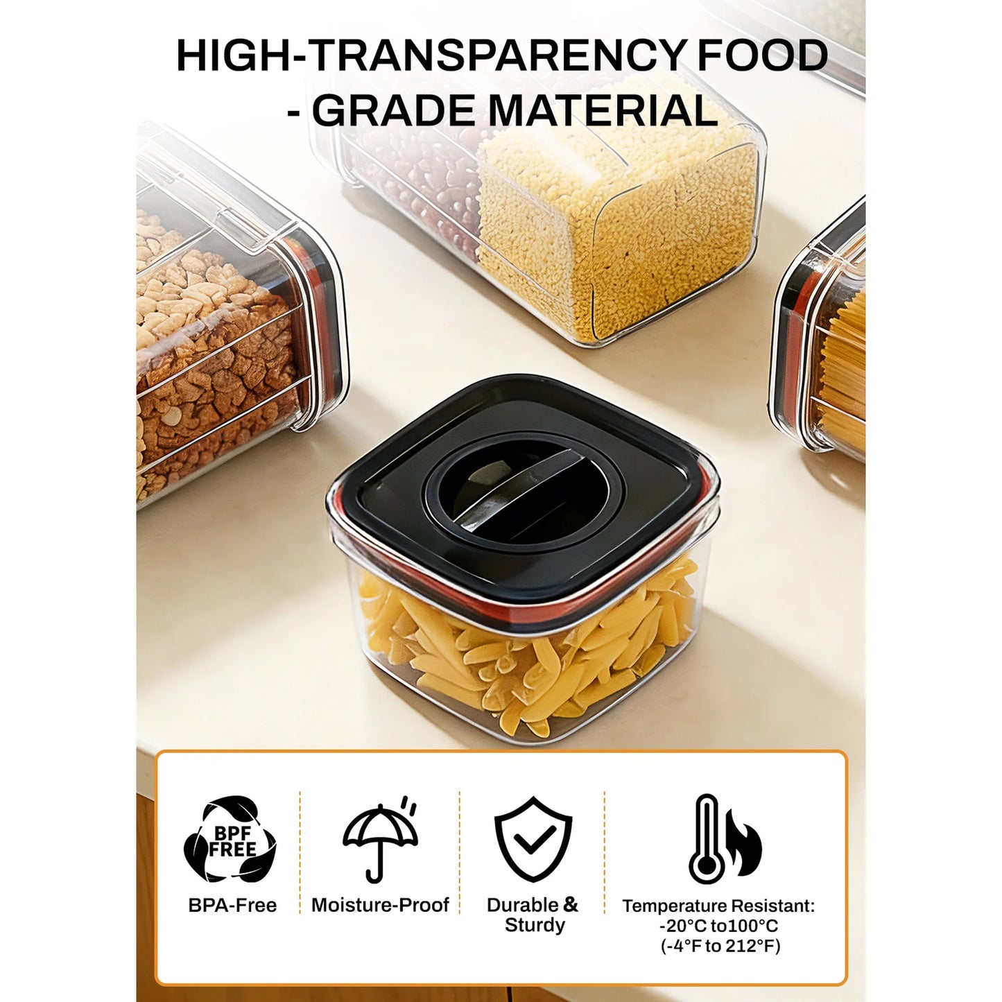 Airtight Food Storage Containers Set – BPA-Free Kitchen Pantry Organization (Set of 6)