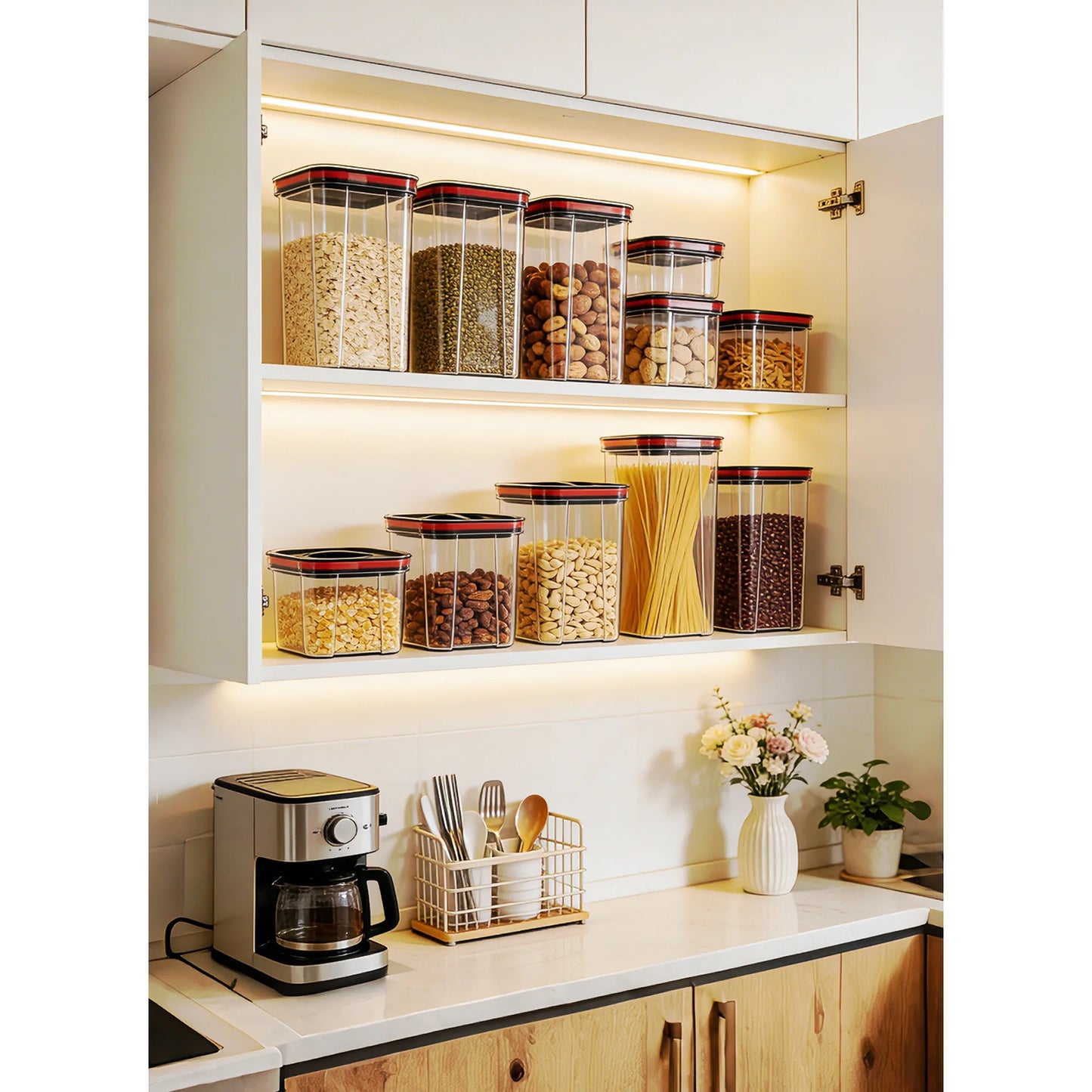 Airtight Food Storage Containers Set – BPA-Free Kitchen Pantry Organization (Set of 6)