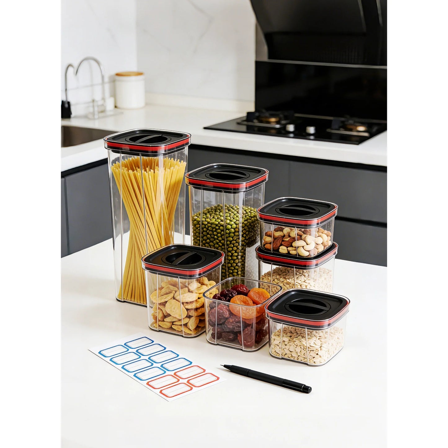 Airtight Food Storage Containers Set – BPA-Free Kitchen Pantry Organization (Set of 6)