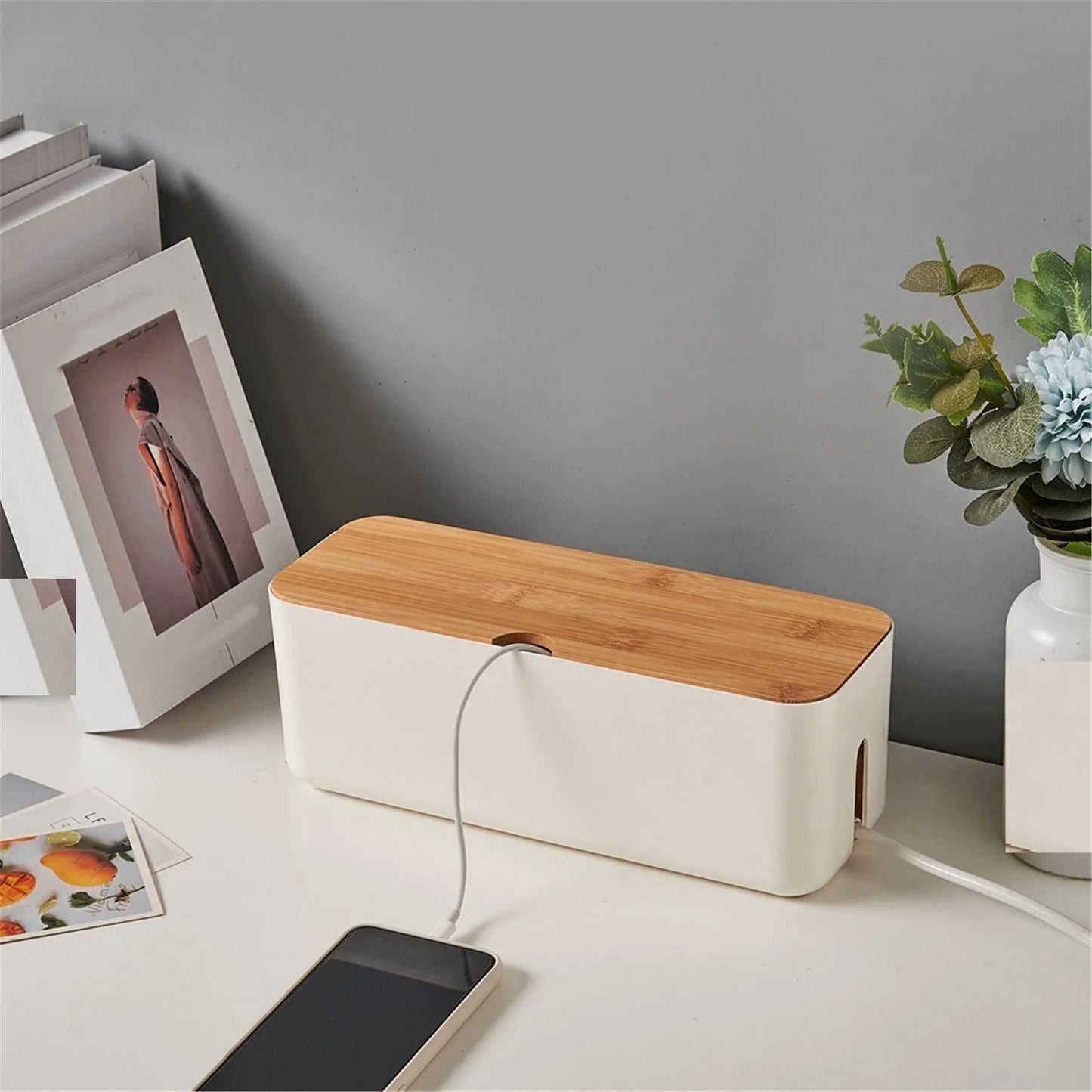 Cable Management Organizer Box – Cord Storage for Home & Office