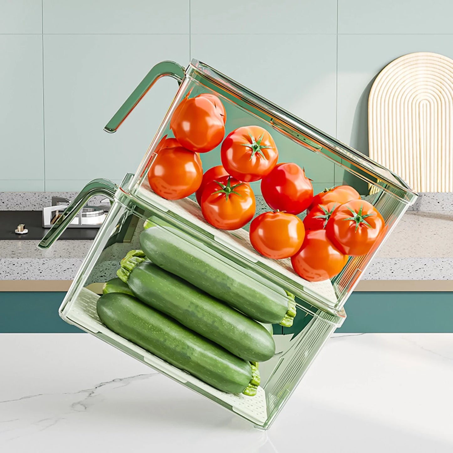 Clear Plastic Pantry Storage Bin – Stackable Kitchen & Refrigerator Organizer