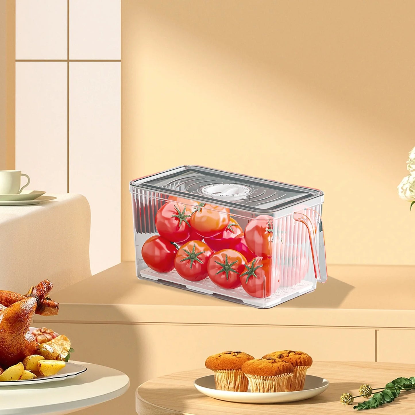Clear Plastic Pantry Storage Bin – Stackable Kitchen & Refrigerator Organizer