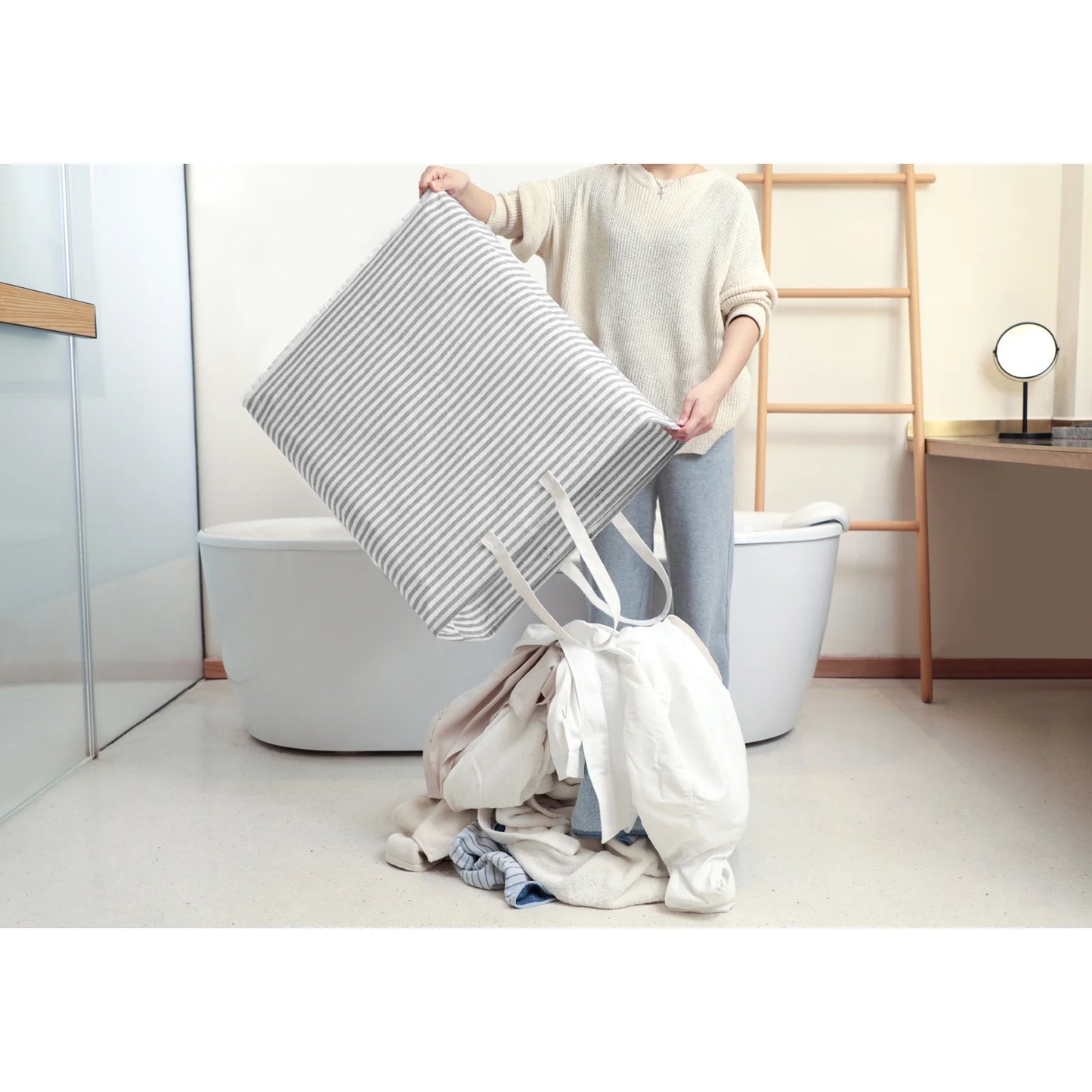 Collapsible Laundry Basket – Foldable Clothes Hamper with Handles