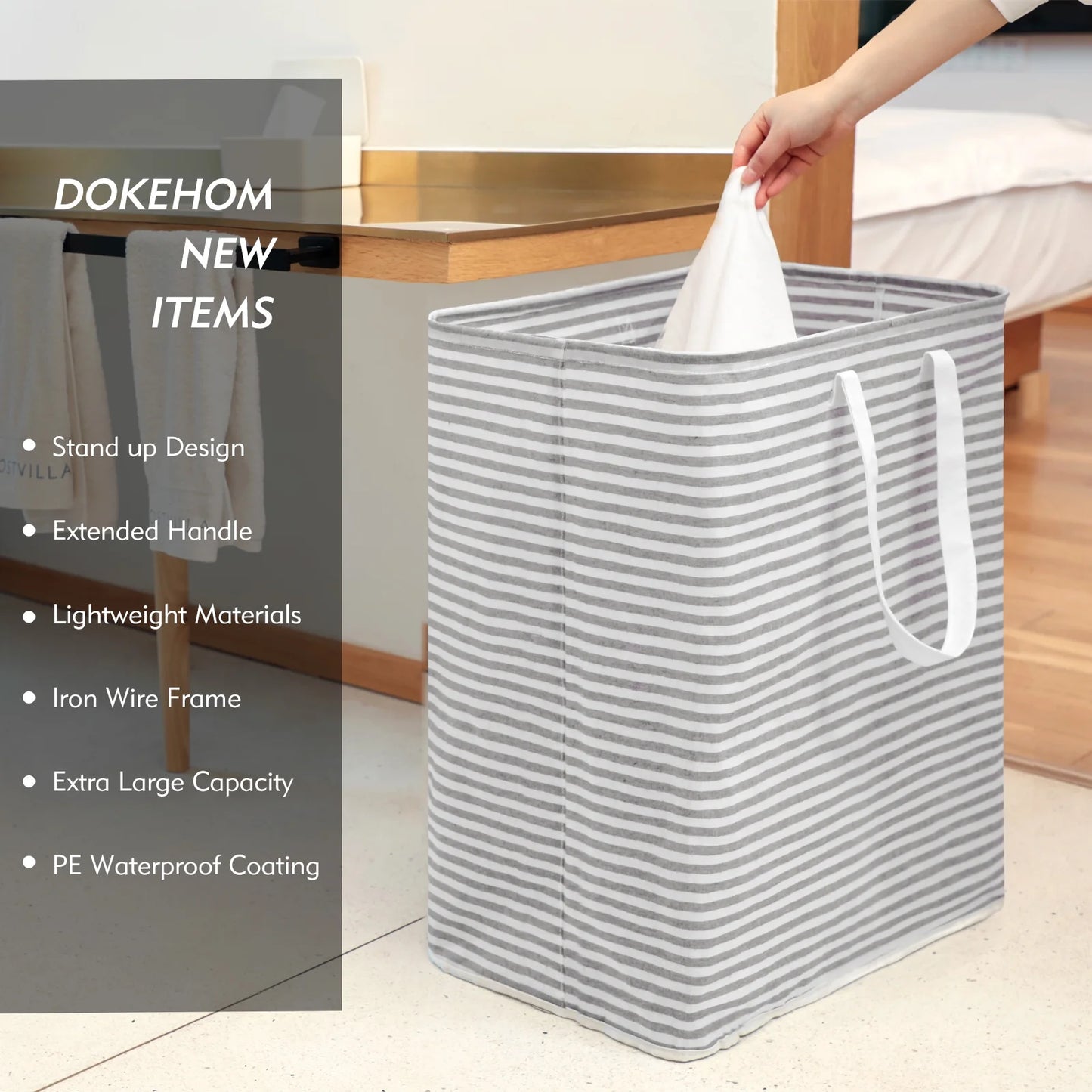 Collapsible Laundry Basket – Foldable Clothes Hamper with Handles