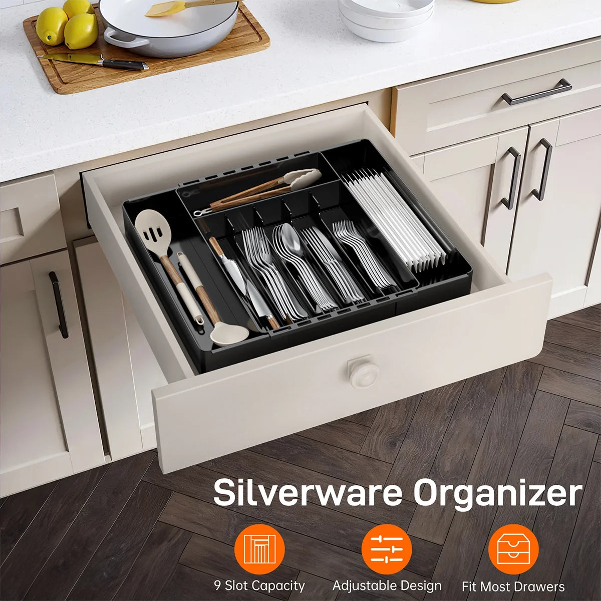 Expandable Kitchen Drawer Organizer for Utensils – Adjustable Cutlery Storage Tray
