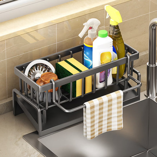 Kitchen Sink Caddy Organizer – Sponge Holder with Drain Tray