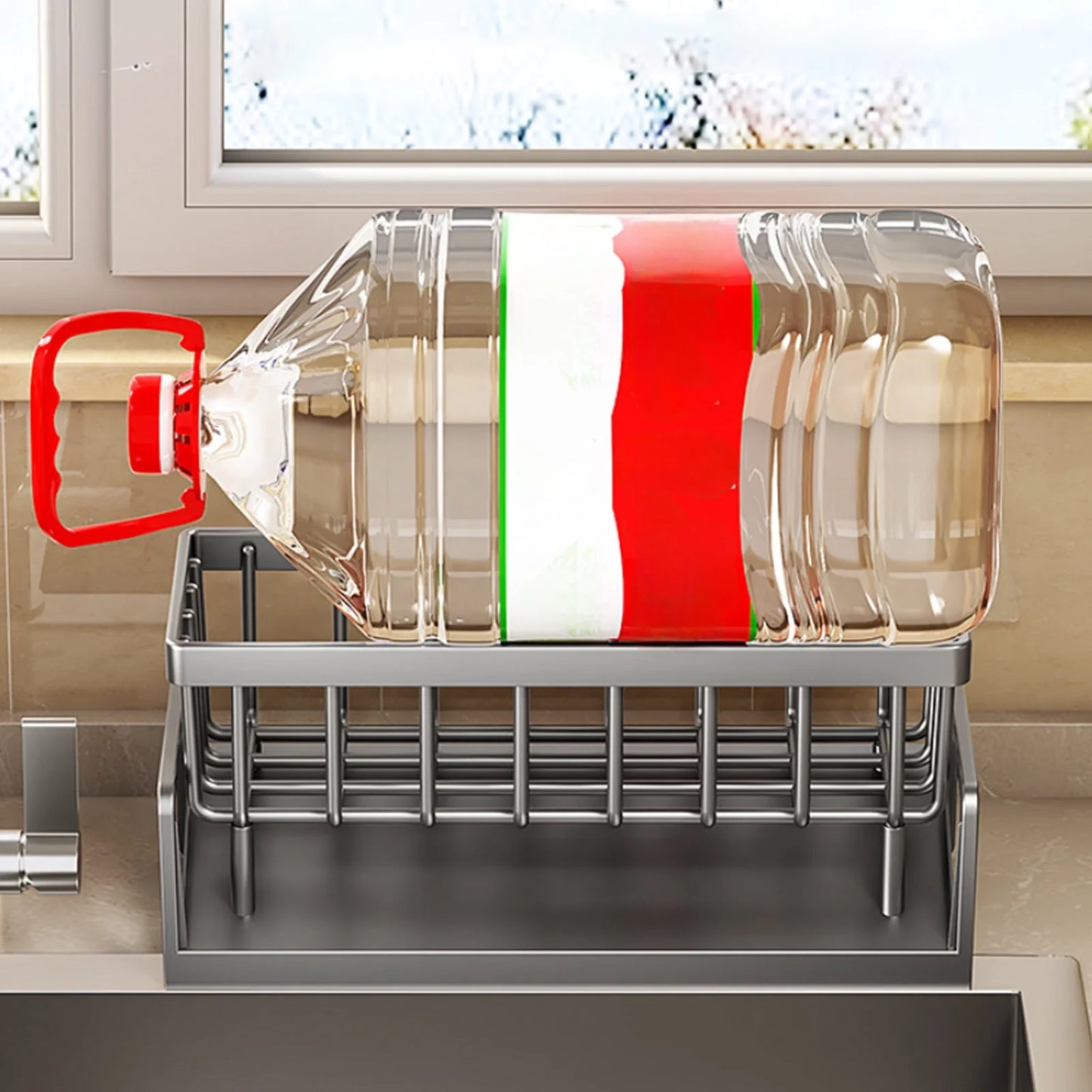 Kitchen Sink Caddy Organizer – Sponge Holder with Drain Tray