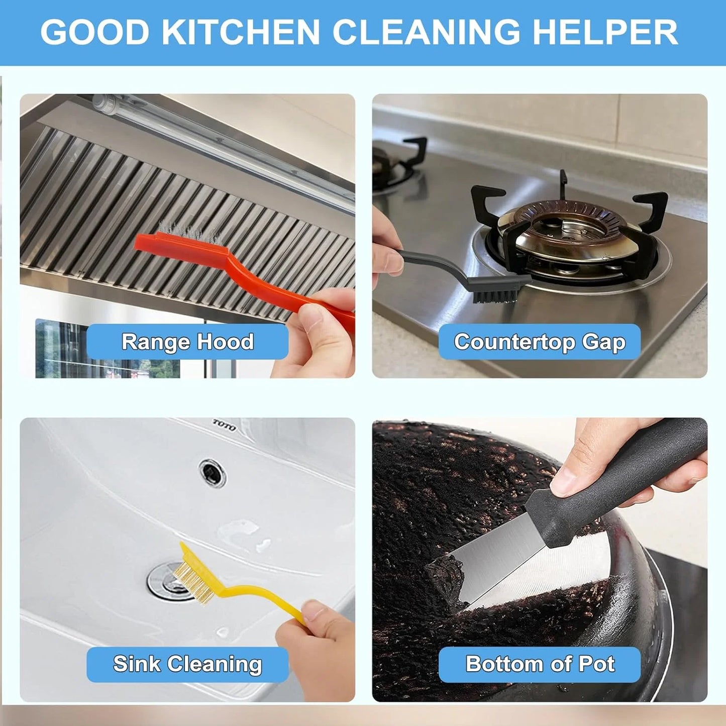 Multi-Purpose Cleaning Brush Set – Kitchen & Bathroom Scrub Brushes