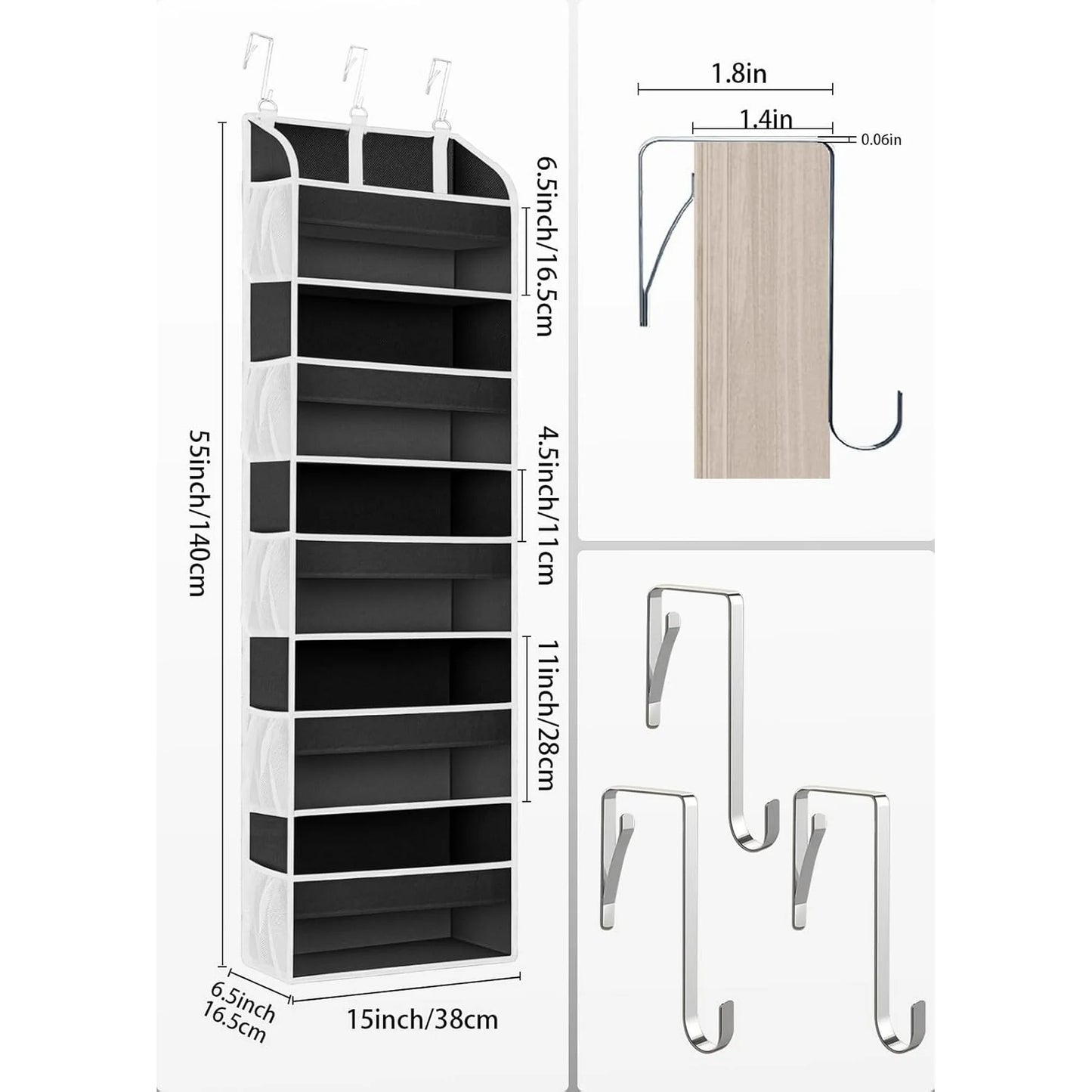 Over-the-Door Hanging Organizer – Multi-Pocket Storage for Closet & Bathroom