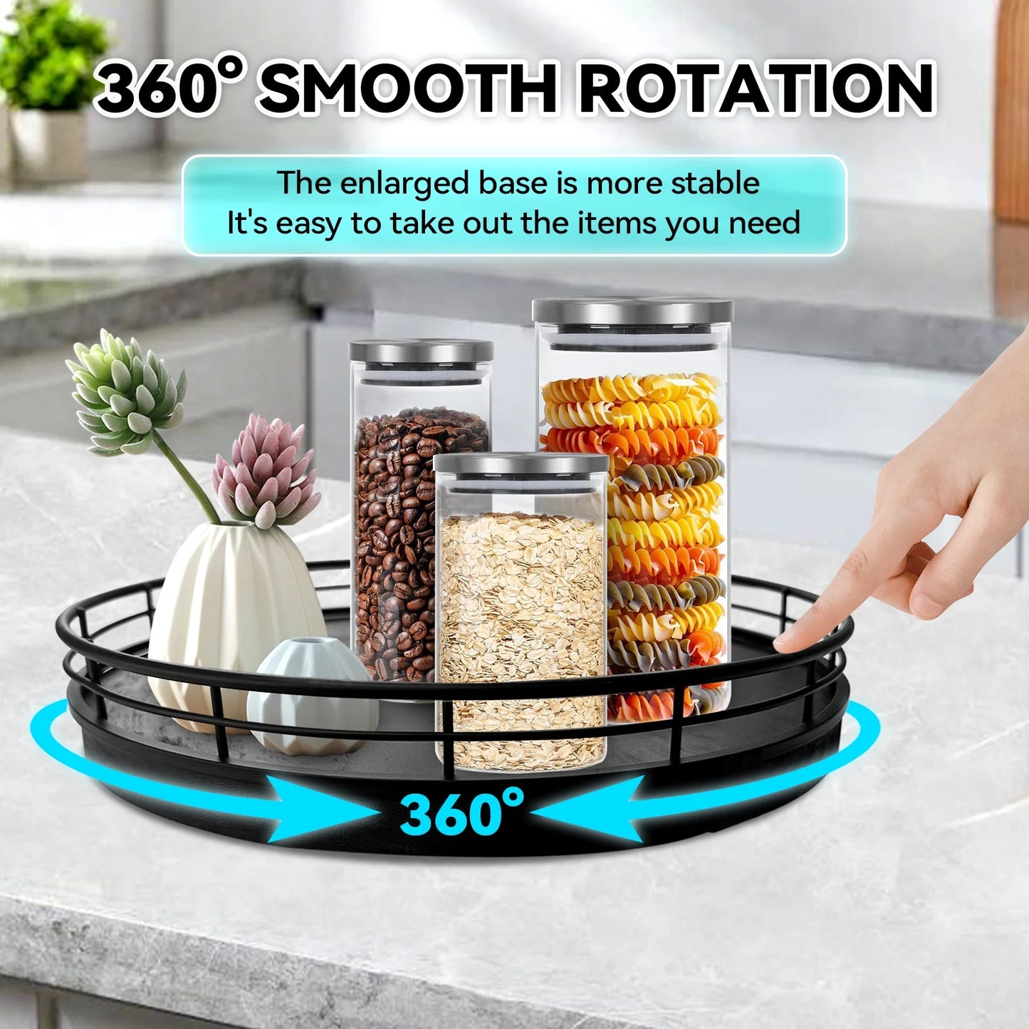 Rotating Lazy Susan Organizer – 360° Spinning Storage Tray for Kitchen & Pantry