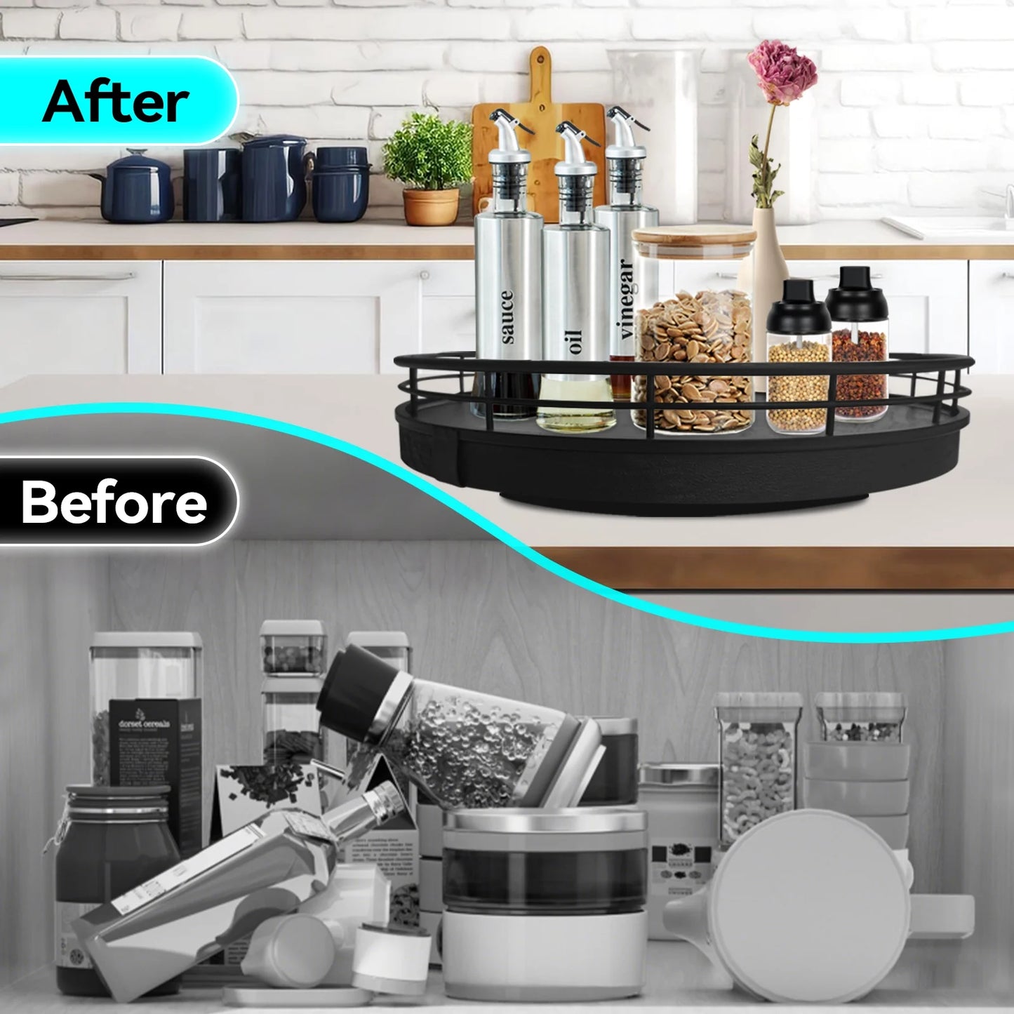 Rotating Lazy Susan Organizer – 360° Spinning Storage Tray for Kitchen & Pantry