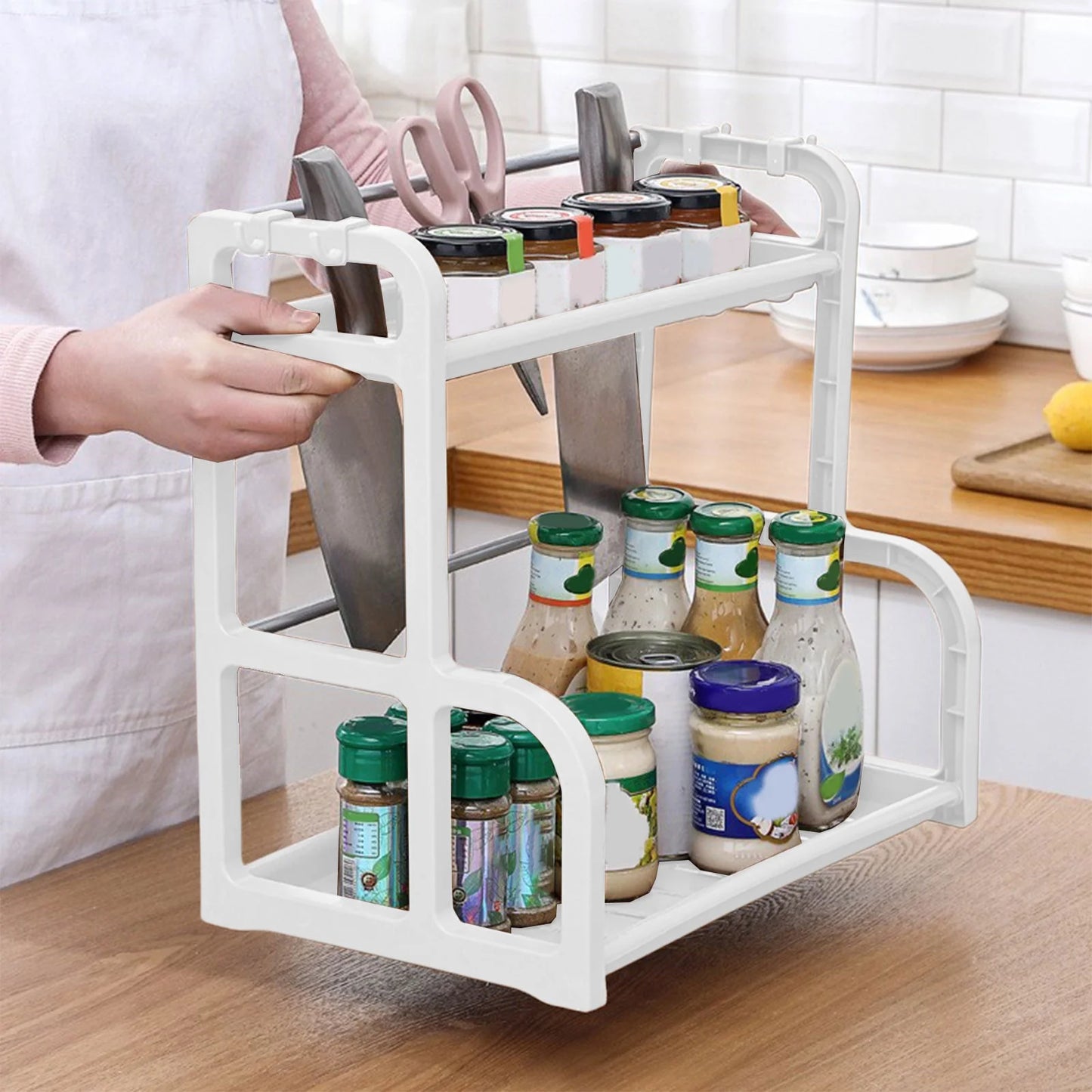 Spice Rack Organizer for Cabinet or Countertop – Space Saving Kitchen Storage