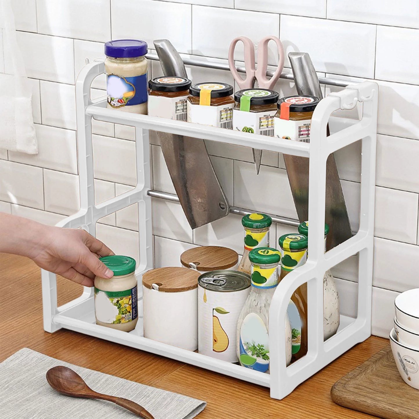 Spice Rack Organizer for Cabinet or Countertop – Space Saving Kitchen Storage