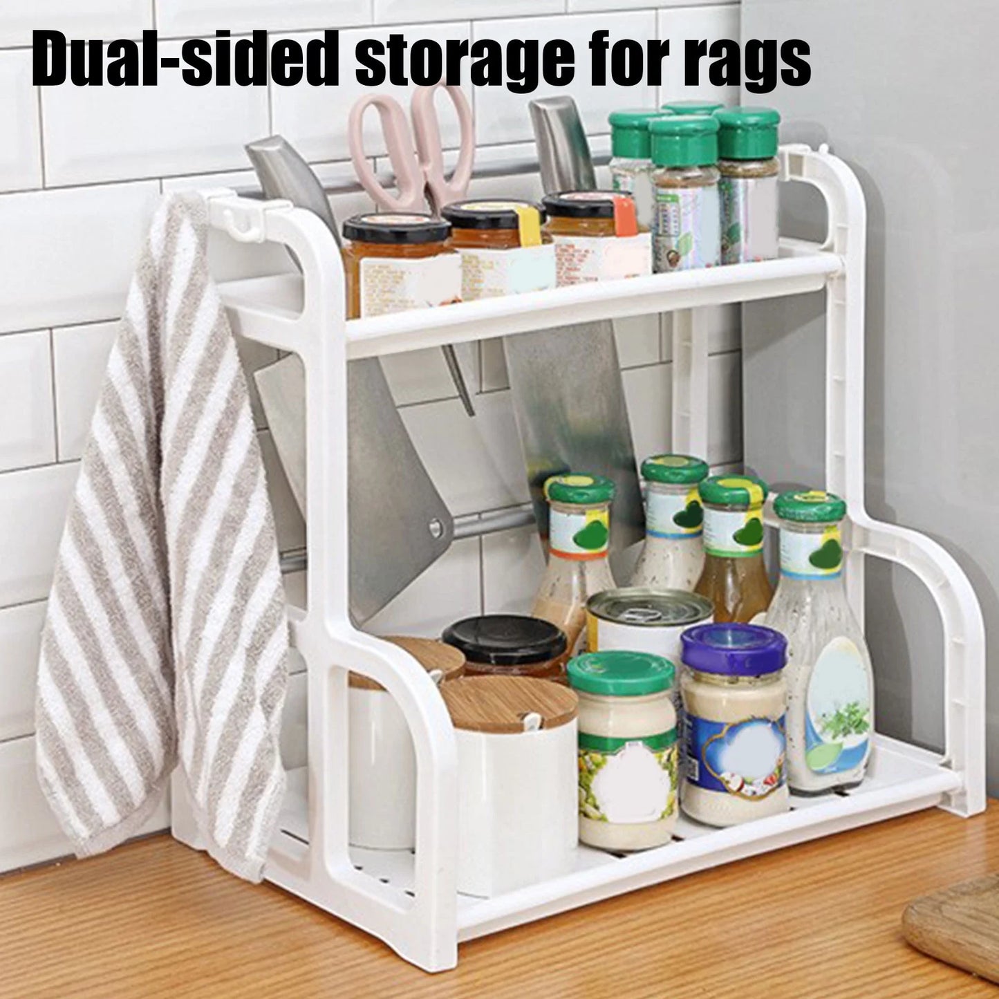 Spice Rack Organizer for Cabinet or Countertop – Space Saving Kitchen Storage