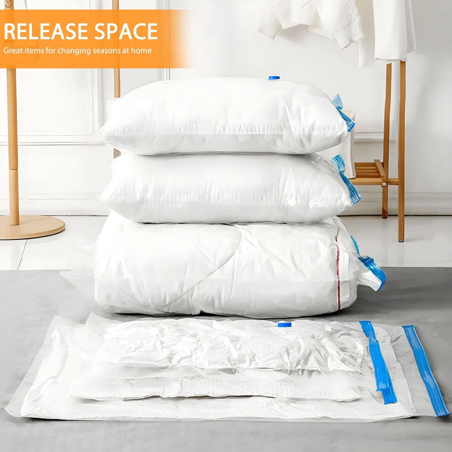 Vacuum Storage Bags (6-Pack) – Space Saving Compression Bags for Clothes