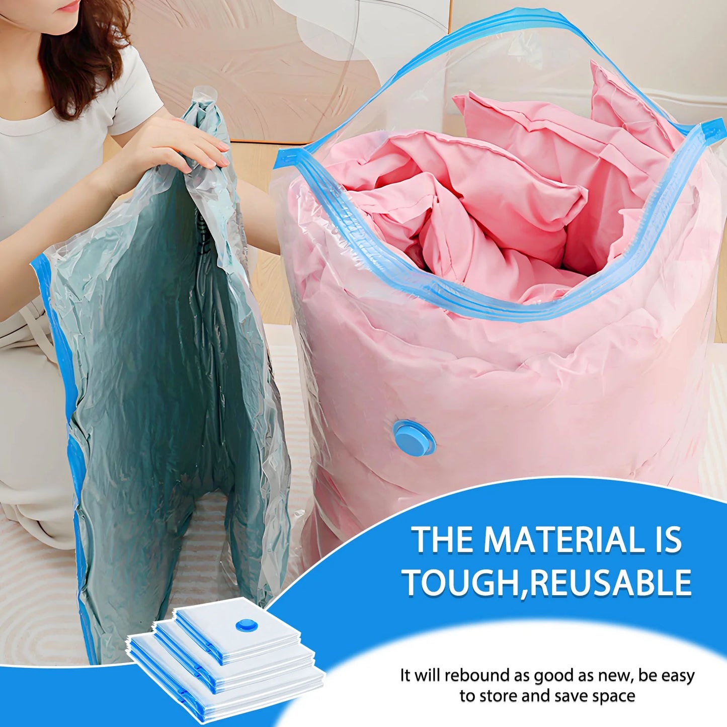 Vacuum Storage Bags (6-Pack) – Space Saving Compression Bags for Clothes