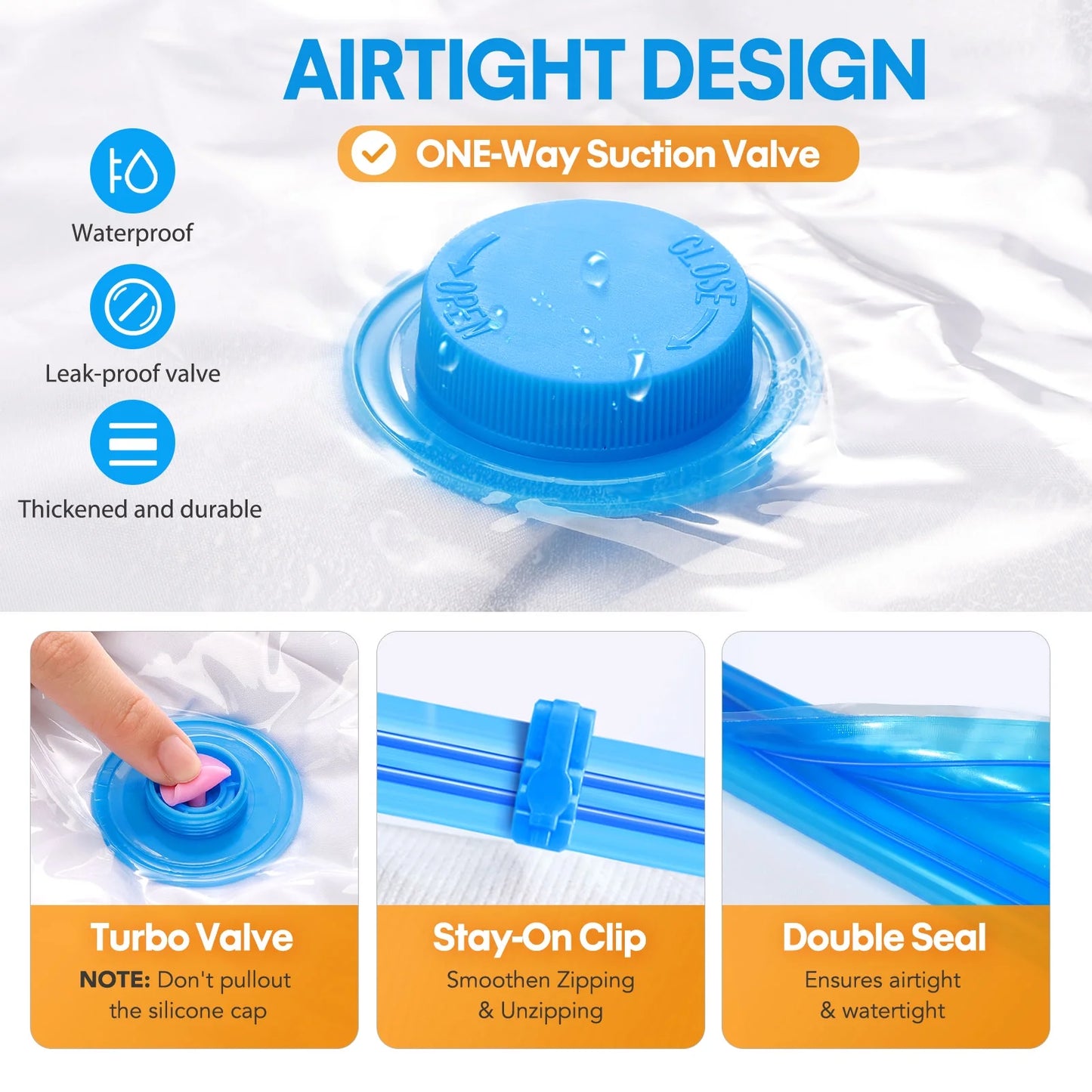 Vacuum Storage Bags (6-Pack) – Space Saving Compression Bags for Clothes