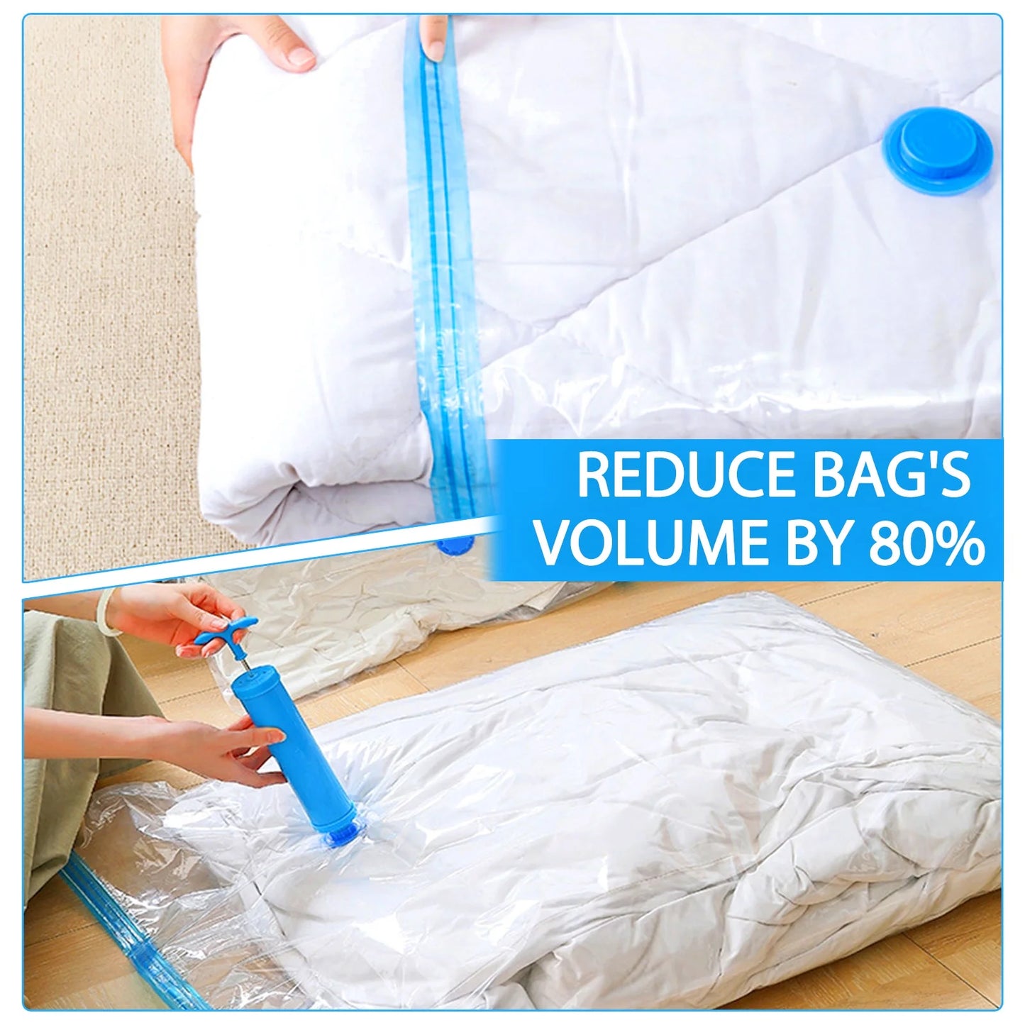 Vacuum Storage Bags (6-Pack) – Space Saving Compression Bags for Clothes