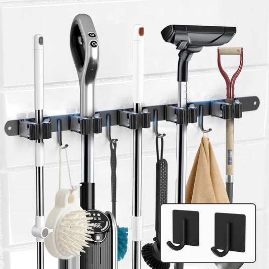Wall Mounted Broom and Mop Holder – Heavy Duty Storage Organizer